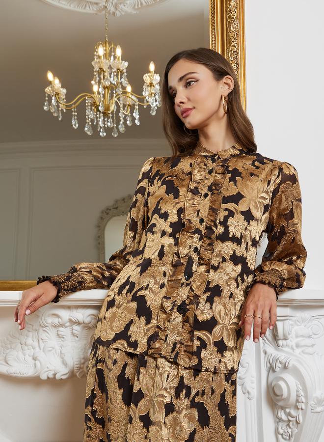 ستايلي طقم منسق من تنورة وبلوزة جاكار - Image 1